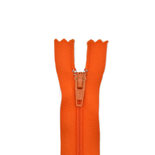 Fermeture éclair zip à glissière non séparable nylon 18 cm (maille 3 mm / N°3) – Orange