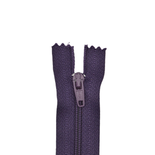 Fermeture éclair zip à glissière non séparable nylon 18 cm (maille 3 mm / N°3) – Violet