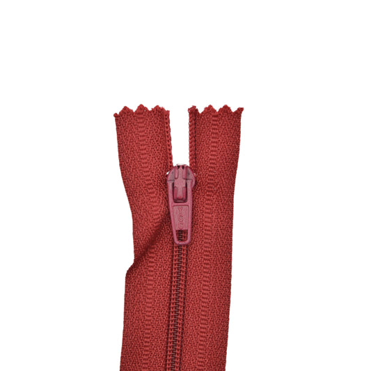 Fermeture éclair zip à glissière non séparable nylon 18 cm (maille 3 mm / N°3) – Rouge bordeaux
