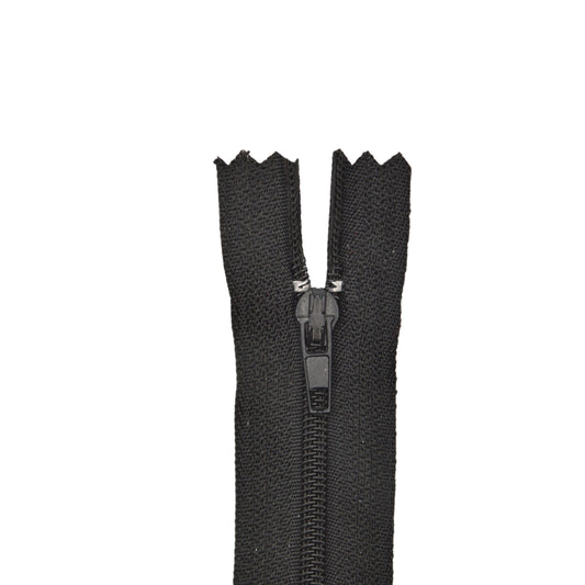 Fermeture éclair zip à glissière non séparable nylon 20 cm (maille 3 mm / N°3) – Noir