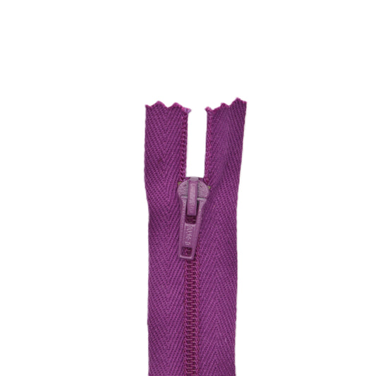 Fermeture éclair zip à glissière non séparable nylon 18 cm (maille 3 mm / N°3) – Violet