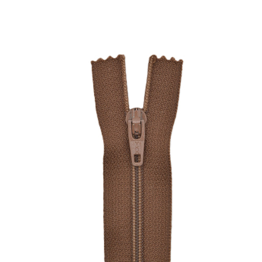 Fermeture éclair zip à glissière non séparable nylon 20 cm (maille 3 mm / N°3) – Marron