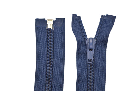 Fermeture éclair zip à glissière séparable spirale 80 cm (maille 7 mm / N°7) - Bleu marine