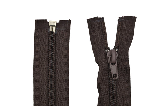 Fermeture éclair zip à glissière séparable spirale 80 cm (maille 7 mm / N°7) - Marron