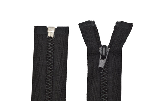 Fermeture éclair zip à glissière séparable spirale 80 cm (maille 7 mm / N°7) - Noir