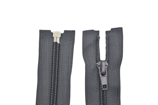 Fermeture éclair zip à glissière séparable spirale 70 cm (maille 5 mm / N°5) - Gris
